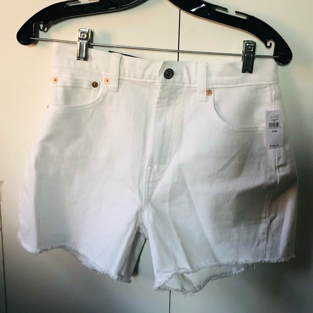 Gap High Rise 4” White Denim Shorts